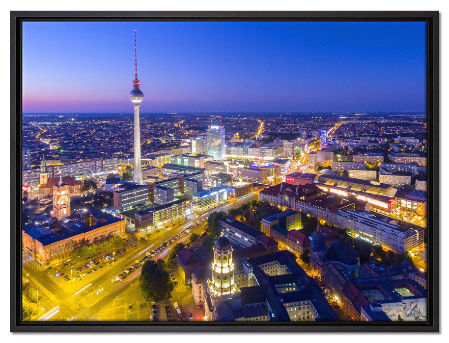 Berlin City Panorama auf Leinwandbild gerahmt Größe 80x60