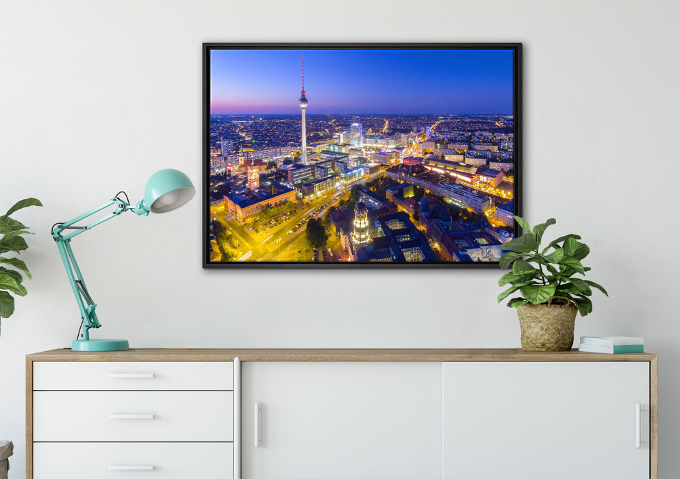 Berlin City Panorama auf Leinwandbild gerahmt verschiedene Größen im Wohnzimmer