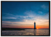 Leuchtturm im Sonnenuntergang auf Leinwandbild gerahmt Größe 100x70