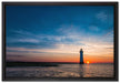 Leuchtturm im Sonnenuntergang auf Leinwandbild gerahmt Größe 60x40