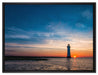Leuchtturm im Sonnenuntergang auf Leinwandbild gerahmt Größe 80x60