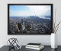 New York City Panorama auf Leinwandbild gerahmt mit Kirschblüten