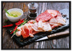 Antipasti Wurstsorten auf Leinwandbild gerahmt Größe 100x70
