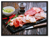 Antipasti Wurstsorten auf Leinwandbild gerahmt Größe 80x60