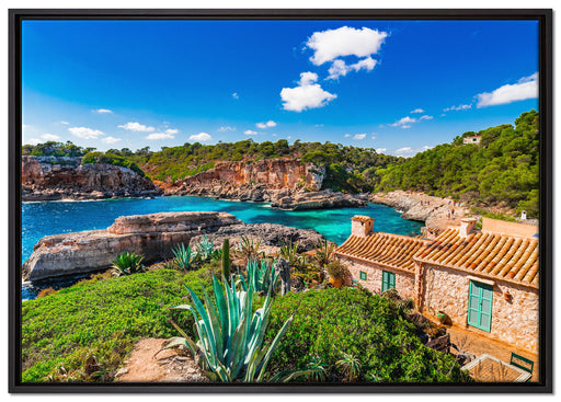 Ferienhaus an der Küste auf Leinwandbild gerahmt Größe 100x70