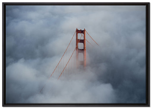 Golden Gate Bridge über den Wolken auf Leinwandbild gerahmt Größe 100x70