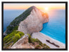 Nagio Strand im Sonnenuntergang auf Leinwandbild gerahmt Größe 80x60