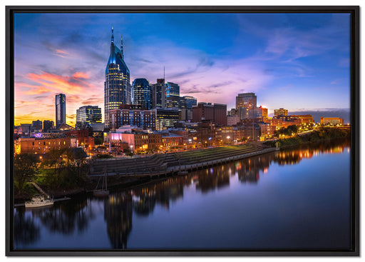 Nashville Skyline Panorama auf Leinwandbild gerahmt Größe 100x70