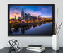 Nashville Skyline Panorama auf Leinwandbild gerahmt mit Kirschblüten