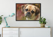 Mops Welpe auf Leinwandbild gerahmt verschiedene Größen im Wohnzimmer