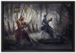 Kampf zwischen Samurai und Ninja auf Leinwandbild gerahmt Größe 60x40