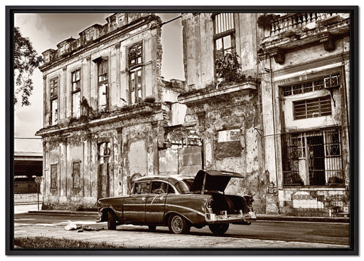 die Strassen Havannas auf Leinwandbild gerahmt Größe 100x70