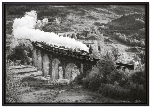 Lokomotive Glenfinnan Viadukt auf Leinwandbild gerahmt Größe 100x70