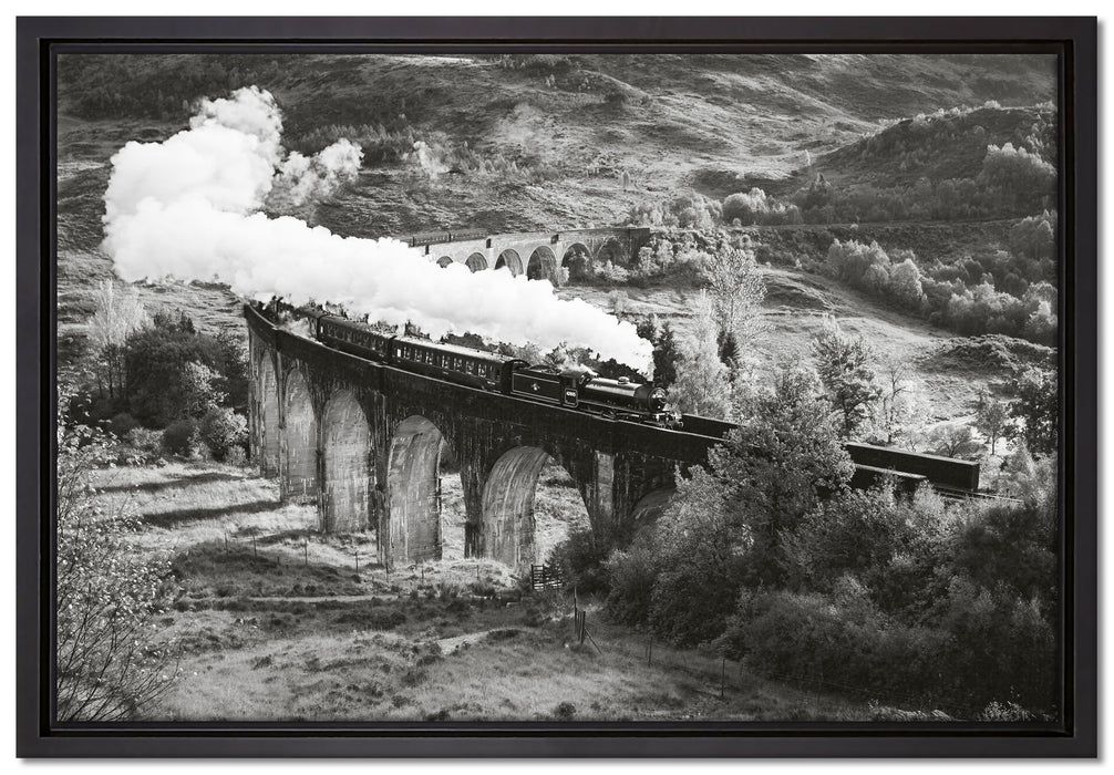 Lokomotive Glenfinnan Viadukt auf Leinwandbild gerahmt Größe 60x40