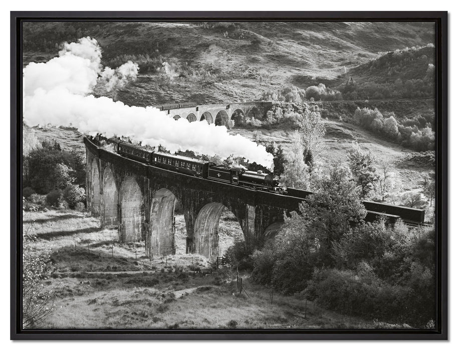 Lokomotive Glenfinnan Viadukt auf Leinwandbild gerahmt Größe 80x60