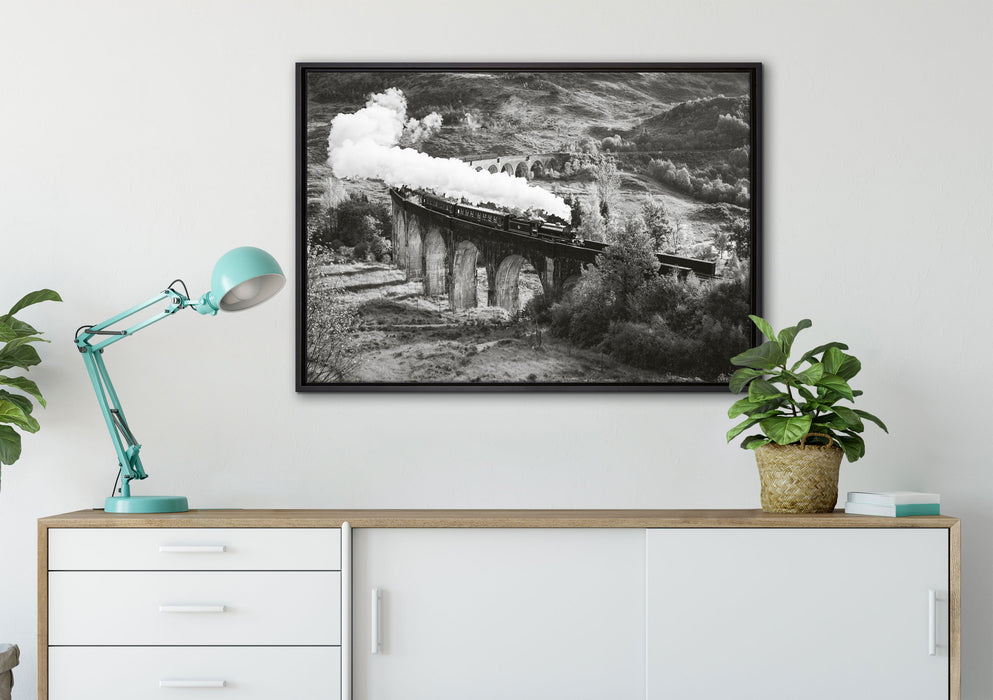 Lokomotive Glenfinnan Viadukt auf Leinwandbild gerahmt verschiedene Größen im Wohnzimmer