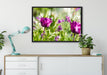 Blumen im Sonnenschein auf Leinwandbild gerahmt verschiedene Größen im Wohnzimmer