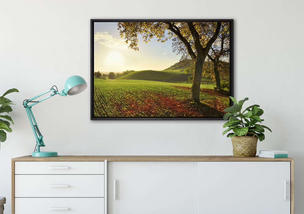 Landschaft im Herbst auf Leinwandbild gerahmt verschiedene Größen im Wohnzimmer