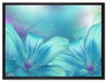 türkise Lilien auf Leinwandbild gerahmt Größe 80x60