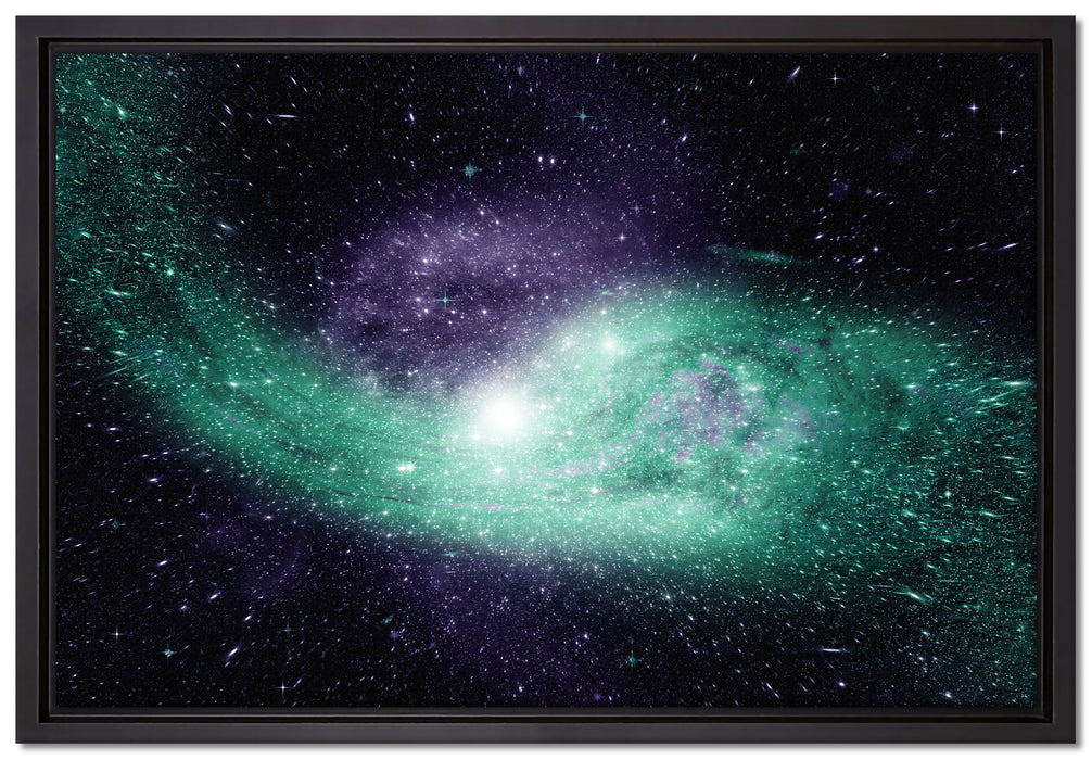 ferne Galaxie im Sternenstaub auf Leinwandbild gerahmt Größe 60x40