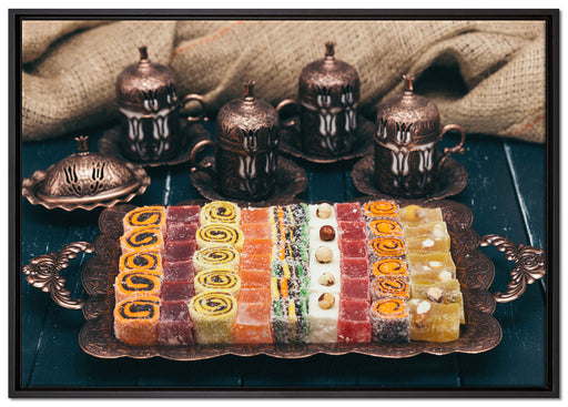 traditionelle türkische Desserts auf Leinwandbild gerahmt Größe 100x70