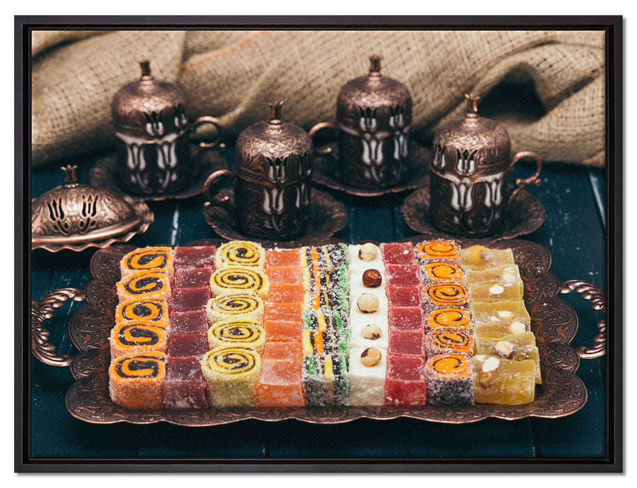 traditionelle türkische Desserts auf Leinwandbild gerahmt Größe 80x60