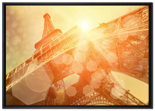 Der Eiffelturm im Sonnenschein auf Leinwandbild gerahmt Größe 100x70