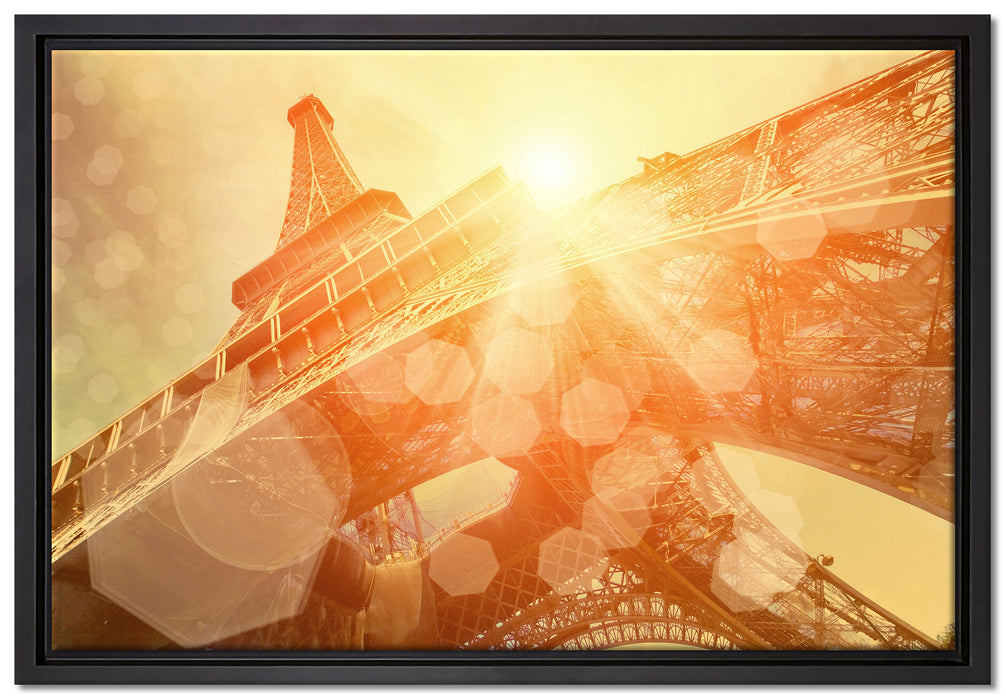 Der Eiffelturm im Sonnenschein auf Leinwandbild gerahmt Größe 60x40