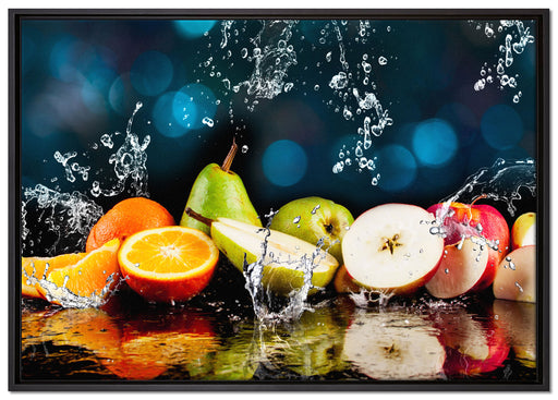 Früchte im Wasser auf Leinwandbild gerahmt Größe 100x70