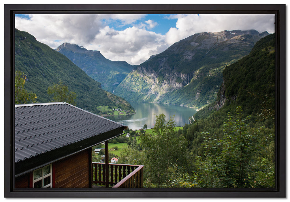Hütte in schöner Umgebung auf Leinwandbild gerahmt Größe 60x40