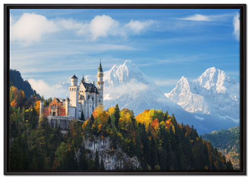 Schloss Neuschwanstein Herbst auf Leinwandbild gerahmt Größe 100x70
