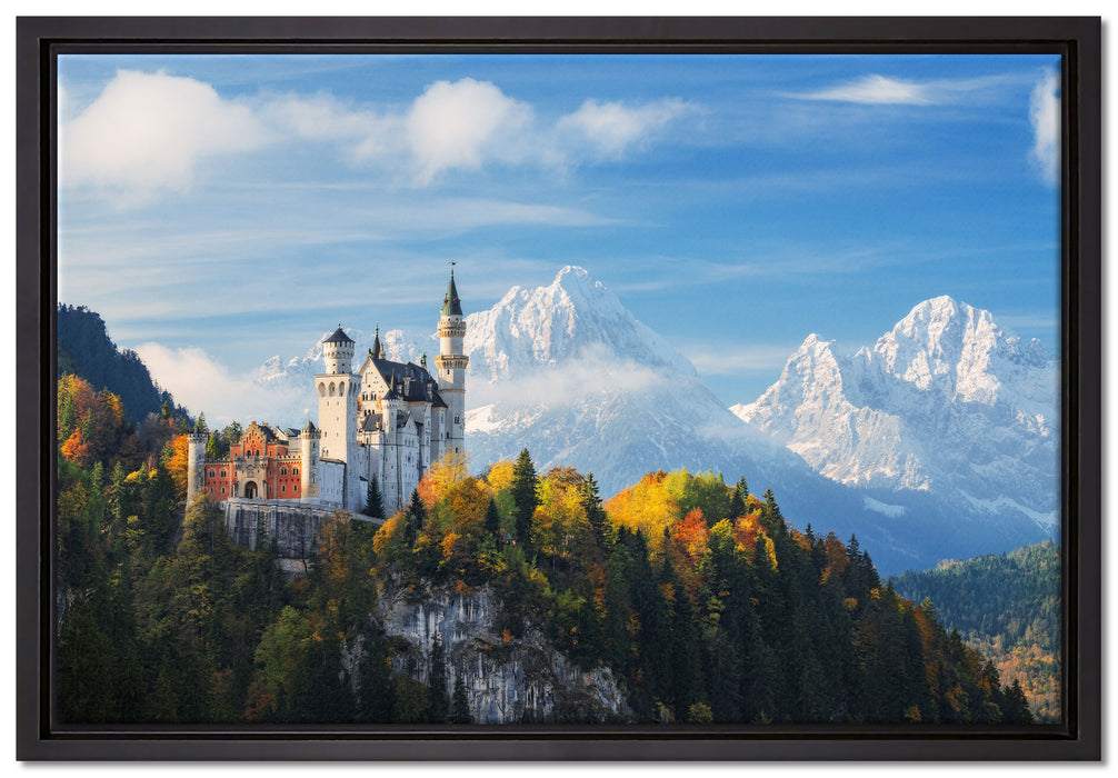 Schloss Neuschwanstein Herbst auf Leinwandbild gerahmt Größe 60x40