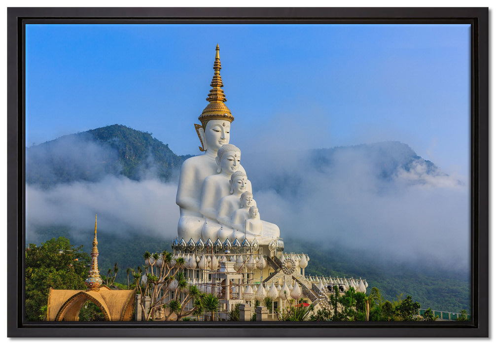 Buddha-Skulptur in Thailand auf Leinwandbild gerahmt Größe 60x40