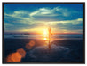 Yoga Silhouette am Strand auf Leinwandbild gerahmt Größe 80x60