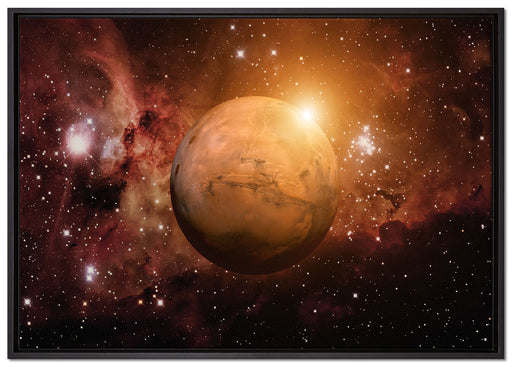 Planet Mars im Universum auf Leinwandbild gerahmt Größe 100x70