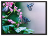 Schmetterlinge auf rosa Blumen auf Leinwandbild gerahmt Größe 80x60