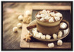 Kakaogetränk mit Marshmallows auf Leinwandbild gerahmt Größe 100x70