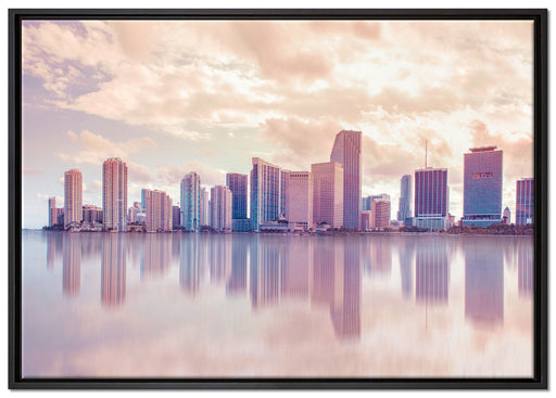 Miami Florida Skyline auf Leinwandbild gerahmt Größe 100x70