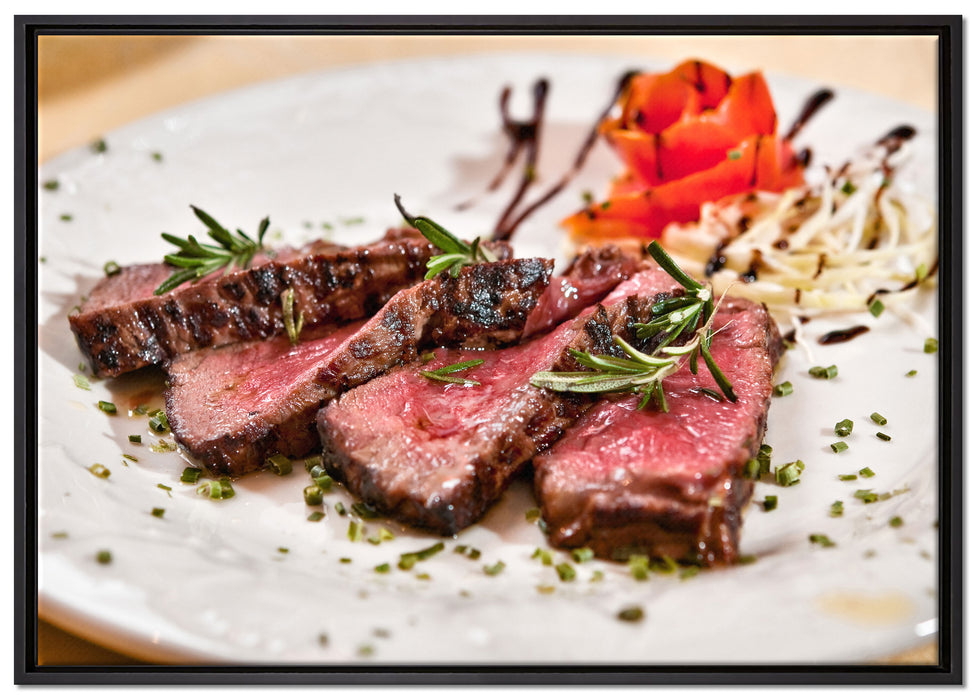 saftiges Carpaccio auf Leinwandbild gerahmt Größe 100x70