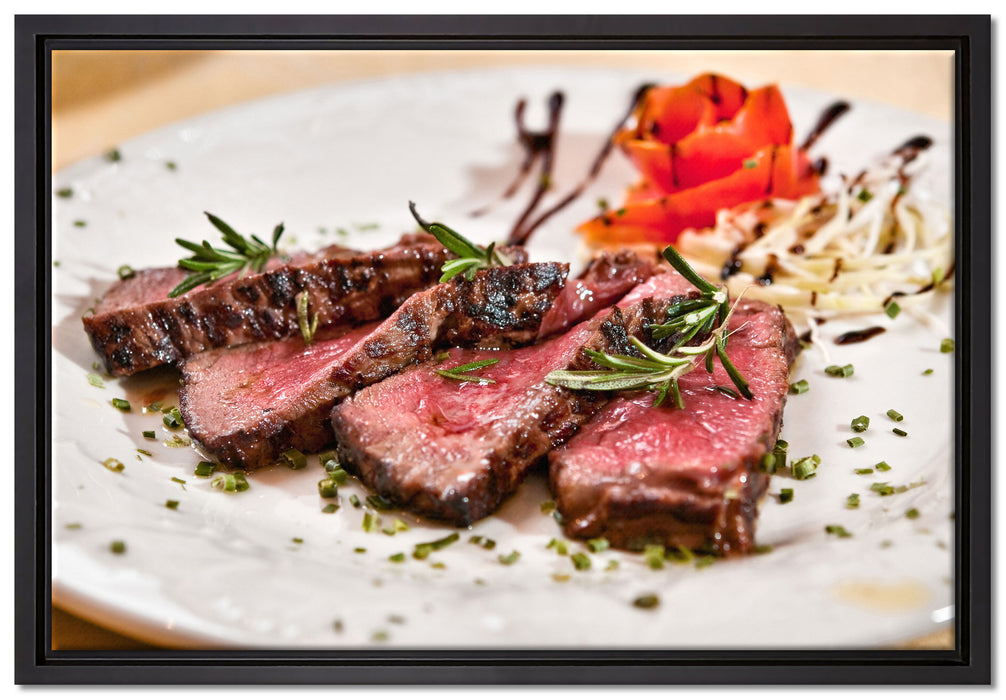 saftiges Carpaccio auf Leinwandbild gerahmt Größe 60x40