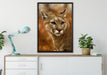 schöner Berglöwe auf Leinwandbild gerahmt verschiedene Größen im Wohnzimmer