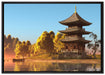 asiatischer Tempel an See auf Leinwandbild gerahmt Größe 100x70