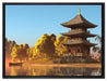 asiatischer Tempel an See auf Leinwandbild gerahmt Größe 80x60