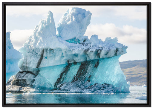 gigantischer Eisberg auf Leinwandbild gerahmt Größe 100x70