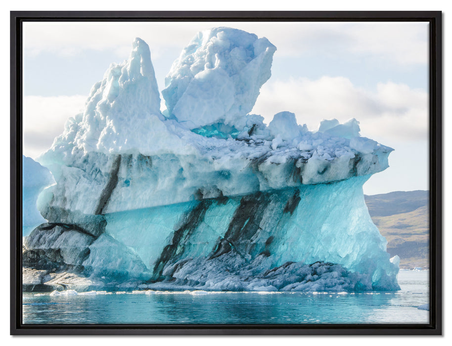 gigantischer Eisberg auf Leinwandbild gerahmt Größe 80x60