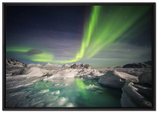 gewaltiges Polarlicht auf Leinwandbild gerahmt Größe 100x70