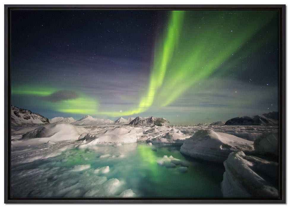 gewaltiges Polarlicht auf Leinwandbild gerahmt Größe 100x70