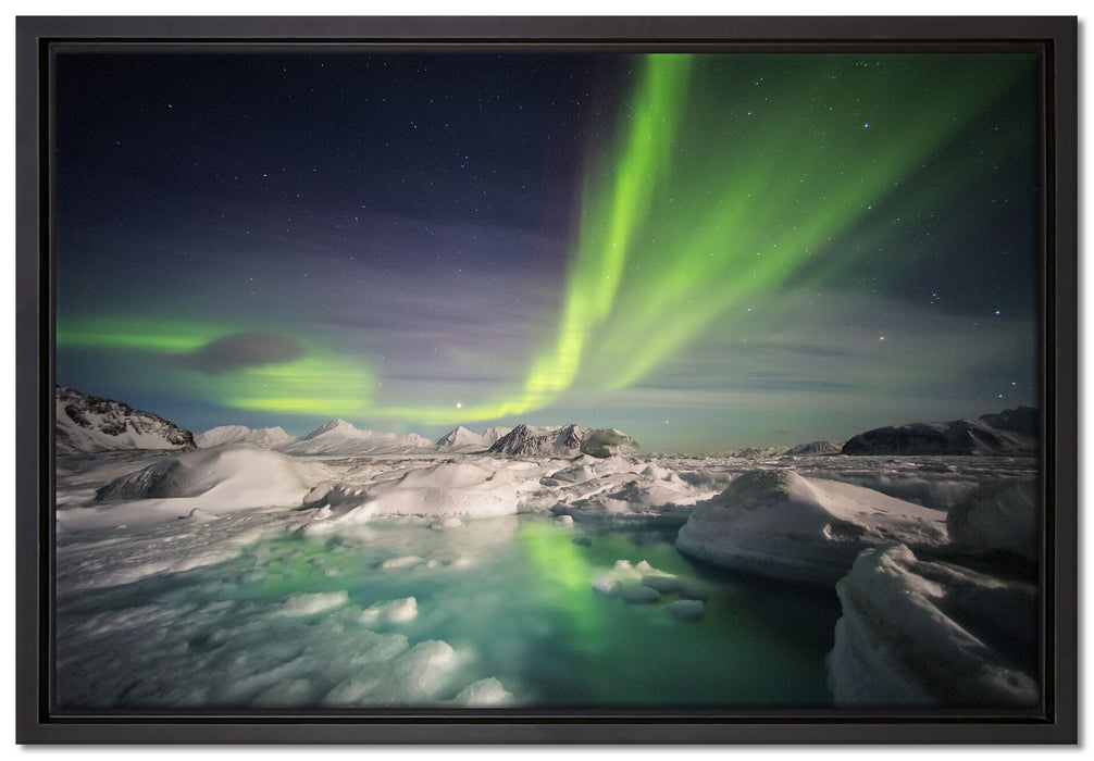 gewaltiges Polarlicht auf Leinwandbild gerahmt Größe 60x40