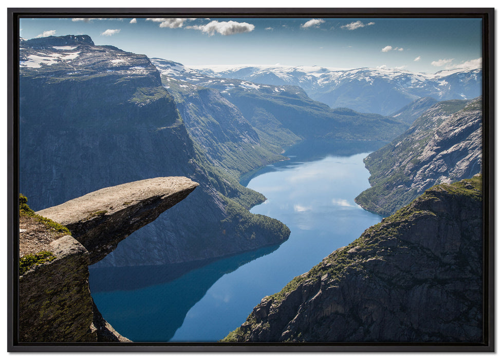 Blick auf wunderschönes Tal auf Leinwandbild gerahmt Größe 100x70