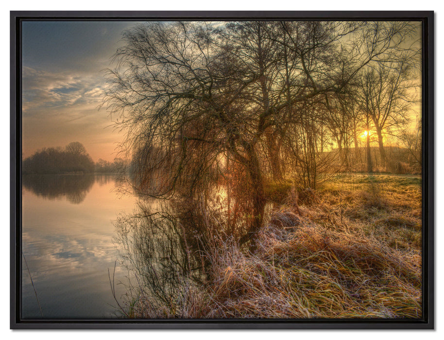 Landschaft im Morgengrauen auf Leinwandbild gerahmt Größe 80x60